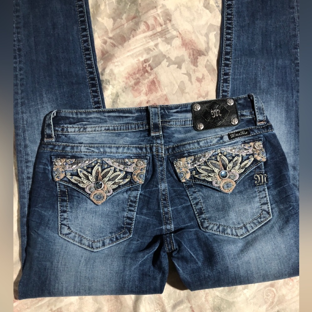 Miss Me Signature Women's Embellished Blue Ankle Skinny Jeans - Picture 3 of 8